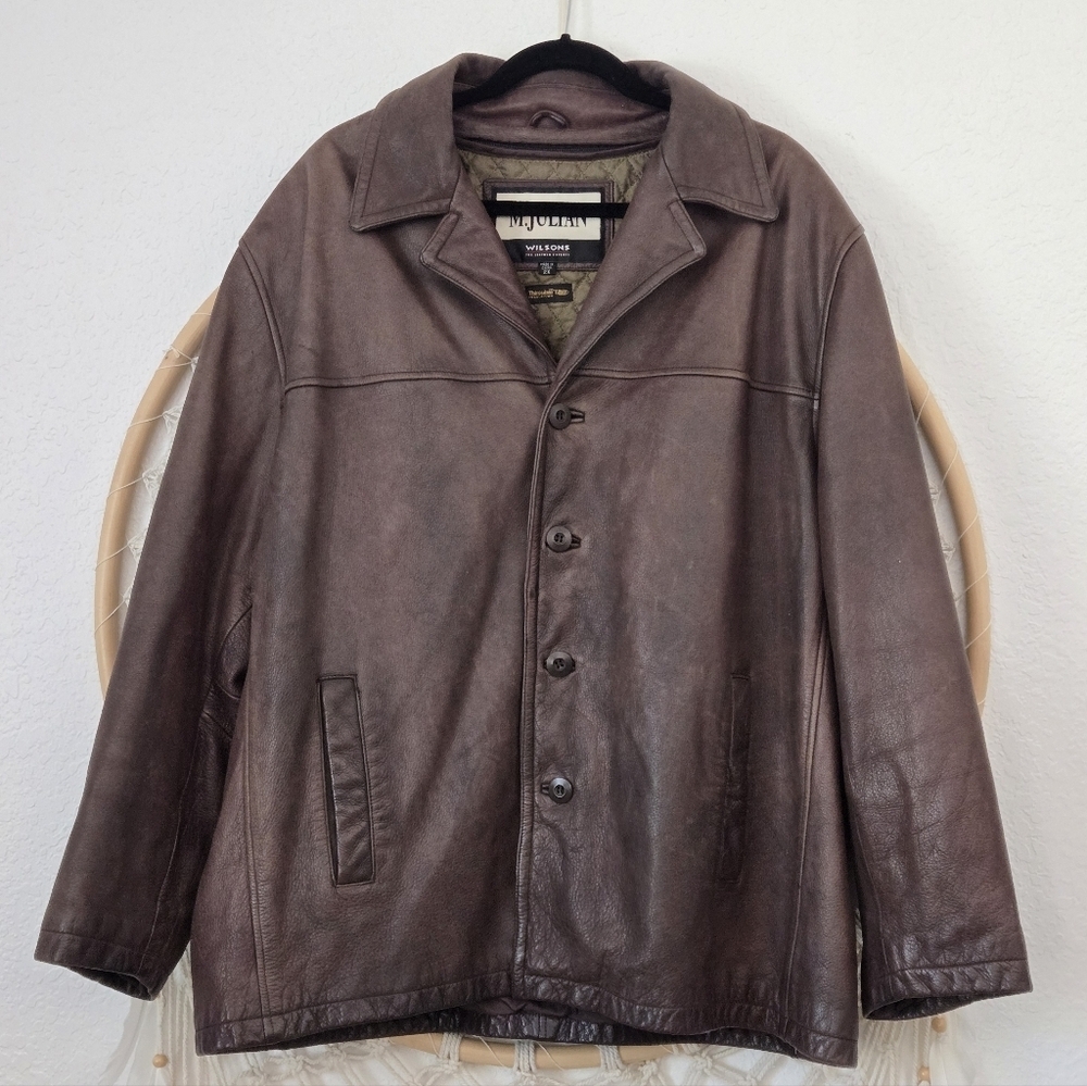 Vtg Wilson's Leather M. Julian Men’s Brown Classic Button  Thinsulate Jacket 2XL